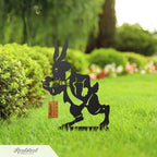 RealSteel Storybook Metal Garden Stakes, Set of 3, Curious Girl, White Rabbit and Mad Hatter Tea Party Yard Art Silhouettes, Handcrafted in Texas, Black - Image 4