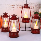 Vintage Red Lantern Decor With Remote Control, 8" Candle Lantern with Handle - Small Hanging Lanterns for Decorative Indoor & Outdoor Use - Perfect for Wedding Centerpiece - Image 3