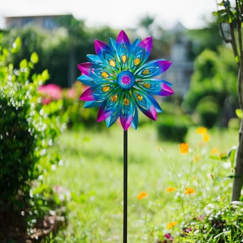 13"Metal Peacock Wind Spinner Outdoor with Stake for Outdoor Decor - Image 2
