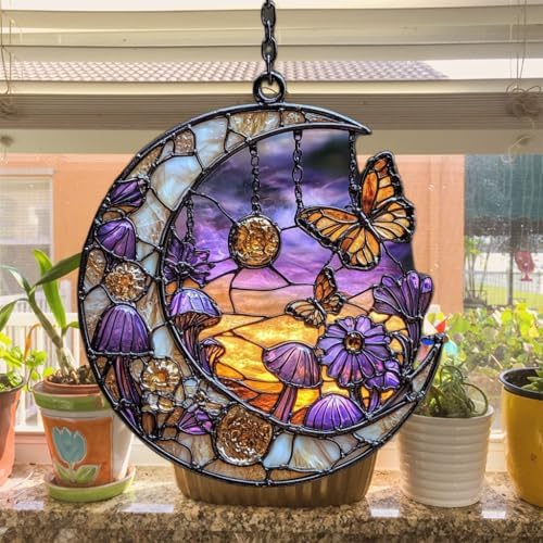 Boho Forest Mushroom Butterfly Acrylic Suncatcher - Image 4