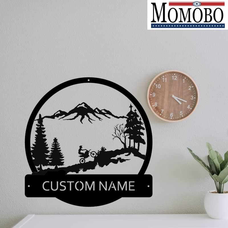Mountain and Motorcycle Custom Name Sign Metal Wall Art Personalized Last Name Plaque Outdoor Metal Wall Art Personalized Gift for Wedding/Housewarming - Image 2