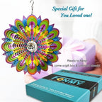 FONMY Mandala Wind Spinner w/Crystal Ball-Bloosom 3D Stainless Steel Suncatcher Hanging Spinners Worth Gift Christmas Decoration Indoor/Outdoor Garden Décor Kinetic Yard Art 12 Inches Wind Sculpture - Image 2