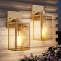 Outdoor Light Fixtures Wall Mount, Waterproof Front Porch Lights, Modern Exterior Lighting Fixtures with E26 Socket, Gold Wall Sconces Lantern Lamp, Outside Lights for House, Garage, Patio (2 Pack） by Unknown