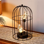 JHY DESIGN Birdcage Decorative Lamp Battery Operated 12" H Cordless Table Lamp with Warm White Fairy Lights Bird Bulb for Indoor Bedroom Living Room Home Wedding Xmas(Black) - Image 3