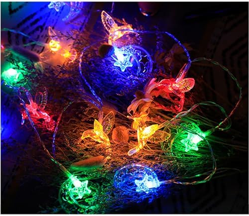 CAKERS Moon and Star Fairy Lights|Hanging Decor Led Copper Wire Lights|Bird Design Ambient Light for Christmas Party Bedroom Patio,Colorful,6m(19.6ft)-40LED-Battery - Image 2