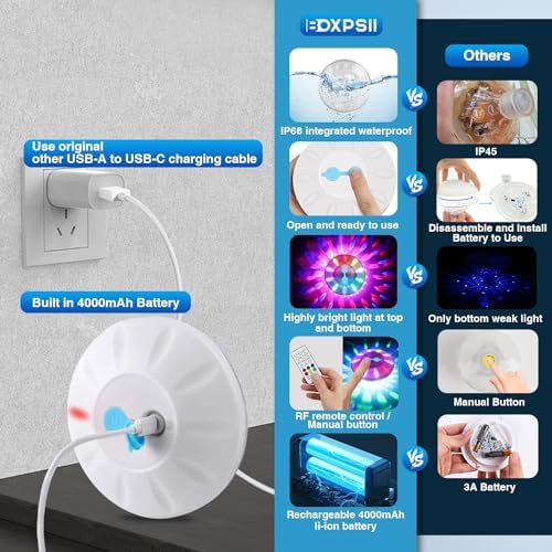 BOXPSII Floating Pool Lights 4 Pack, for Inground Pool, Above Ground Pools - Image 5
