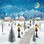 Hotop 28 Pcs Mini Artificial Christmas Village Tree Set Snow Christmas Pine Bare Branch Trees Xmas Street Lamp Post Miniature Park Bench Seat Cobblestone Street for Decoration(Stylish) - Image 4