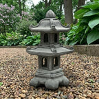 OLOMA Japanese Two Levels Concrete Garden Lantern Cement Pagoda Handcrafted Statue Outdoor Asian Zen Decor Stone Weather Proof Ornament Meditation Space Accent - Image 6