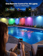 VOLISUN Fence Lights Solar Powered with Remote 8 Pack, Warm White, Cool White and RGB Color Glow LED Solar Lights Outdoor, Dusk to Dawn Solar Fence Lights for Patio, Backyard, Railing, Deck, and Wall - Image 3