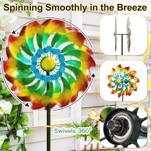 Lariander Wind Spinner - Metal Large Wind Spinners Outdoor - Windmill for Yard and Garden, Gift for Family, Friends, Garden Lovers(74'' x 22'') - Image 2