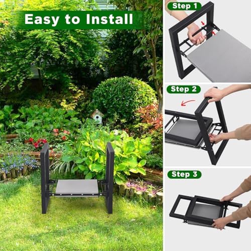 HOME RIGHT Garden Kneeler and Seat,Heavy Duty Portable Gardening Bench Load Cap 400 lbs,Black Foldable Gardening Stool with Extra Thicken Kneeling Pad,Gardening Gifts for Women,Seniors,Grandparents - Image 5