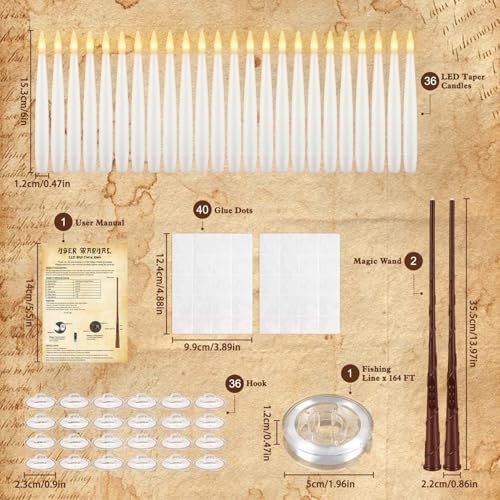 fclayvts 36PCS Floating Candles with Wand Remote,Magic Hanging Taper Candle - Image 2
