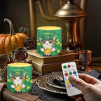 4 Pack Flameless Candles with 18-Key Remote Battery Operated Candles with Timer St Patrick's Day Flameless Pillar Tea Lights for Home Decorations, Cat Beer Shamrocks - Image 4