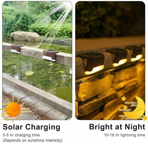 4 Pack LED Solar Power Fence Step Lights, Waterproof Outdoor Lighting, Solar Step Lights for Steps Stair Patio Yard Porch Front Door Sidewalk Deck Decor - Image 3