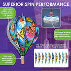 Hot Air Balloon Hanging Garden Spinner 22" - Vibrant Butterflies Design, Weather-Resistant Outdoor Decor, Durable & Lightweight for Patios, Yards, and Gardens - Eye-Catching Wind Spinner - Image 4