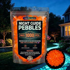 Glow in the Dark Rocks Outdoor Colorful Glow-in-the-Dark Garden Stones Night Guide Pebbles Glowing Pebbles for Garden Outdoor Fish Tank Aquarium Decorations (Orange,1000) by Peticehi