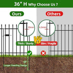 Decorative Metal Garden Fence with Gate 36" x 10', Dog Fence Outdoor - Image 4