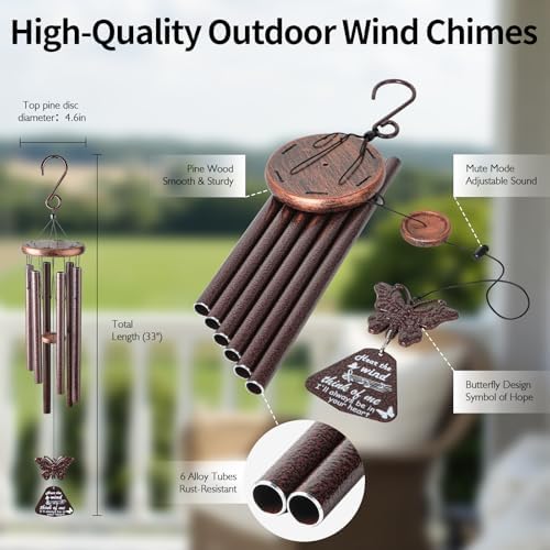33" Metal Memorial Wind Chimes, for Family and Friends - Image 6