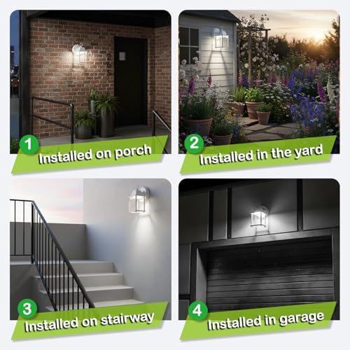 LIT-PaTH Outdoor Wall Light Dusk to Dawn, Aluminum, LED 5000K, White 2 Pack - Image 5