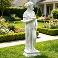 Outdoor Greek Goddess Garden Statue, Lady Sculpture with Birdbath Bowl, Goddess of Greek Mythology Nymph Sculpture for Patio Lawn Yard Decor by Keslecy