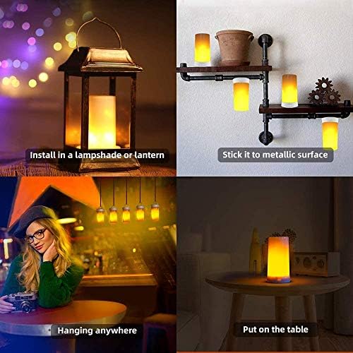 LED Flame Effect Fireplace Light with Remote & Timer, USB Rechargeable Battery Operated Flameless Candle Light for Room Party Bar Decor - 2 PCS - Image 5