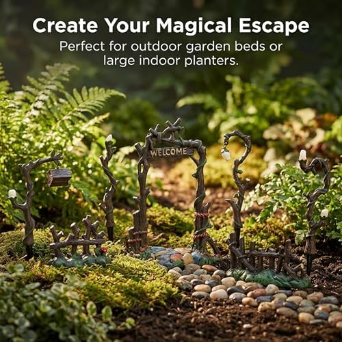 Lulu Decor, 100% Cast Iron Fairy Garden Decor Set Fairy Garden Accessories Including Fairy Lamps, Fences, and Welcome - Image 7