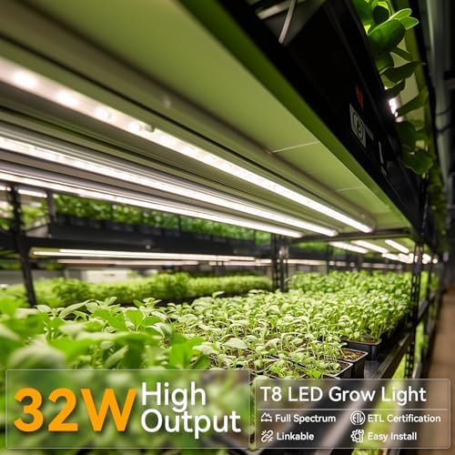 3FT Grow Lights for Indoor Plants,T8 5000K Full Spectrum Plant Light,192W(6 x 32W), LED Grow Light Strips with Timer, Aluminum Reflector, Linkable,Plant Growing Lamp Fixture for Greenhouse Indoor 6pcs - Image 2