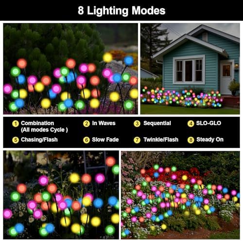 Solar Firefly Lights Outdoor Multicolor Swaying Garden Decor 6 PK - Image 3