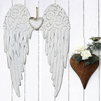 Aecipl Metal Angel Wings Plaques with Heart - Decorative Angel Wing Sculptures Hanging Wall Art Antique Decor for Home Bedroom (White-L) - Image 3