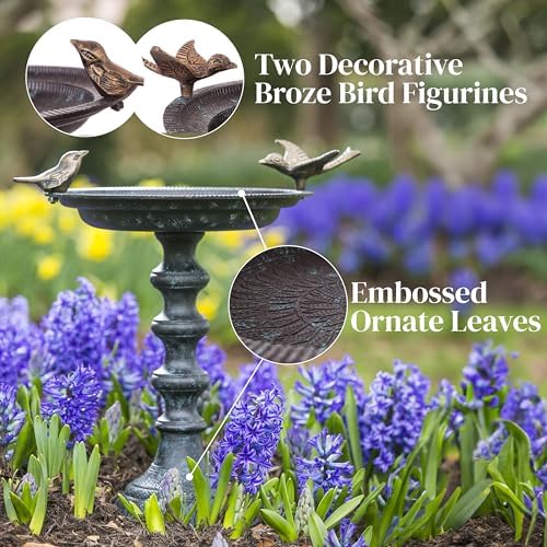 Evergreen Garden Hummingbird Bird Baths for Outdoors Heavy Duty | Metal Bird Bath Bowl with Stand | Ground Standing Bird Bath and Feeder for Garden Yard Deck - Image 4