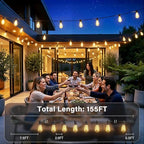 Ollny 155FT Outdoor String Lights, Shatterproof Connectable Patio Lights with 60 ST38 Edison LED Bulbs, 2200K Warm White Waterproof String Lights for Outside Backyard, Gazebo, Porch, Balcony, Bistro - Image 6