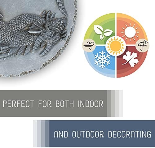 Magnolia Garden 12-Inch Slate Grey Sleeping Dragon Decorative Stepping Stone – 3D Sculpted Mythical Resin Garden Tile – Weathered Gothic Outdoor Accent - Image 4