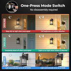 Motion Sensor Outdoor Lights, Black Dusk to Dawn Outdoor Lighting with Tempered Glass, Aluminum Waterproof Anti-Rust Outside Wall Light Fixtures, Adjustable Sensitivity & Brightness, Hardwired - Image 2