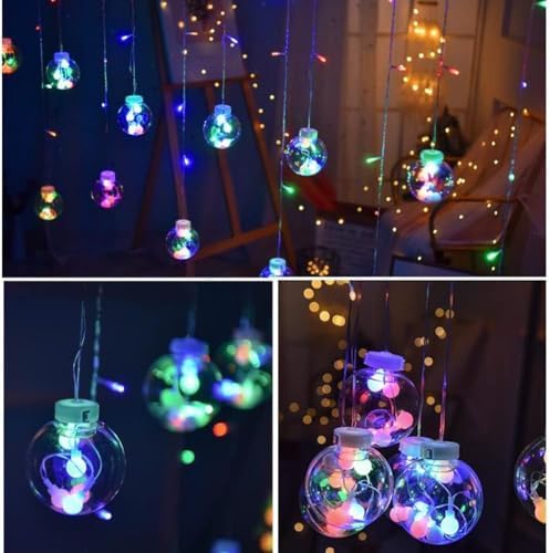 Solar Wishing Ball Fairy Curtain Lights, Waterproof 8 Modes Flashing String Lights with Remote Control for Bedroom, Christmas, Wedding, Party Decoration (Mutlicolor) - Image 3