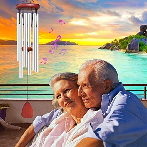 Large Aluminium Wind Chimes Outside, Soothing Melodic Memorial Sympathy Wind Chime, Suitable Outdoor Garden Decor, Gift for Mom Women Neighbors (Silver Wind Chimes-36) - Image 4