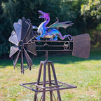 Windmill Spinner with Moving Hand-Painted Animals Scenes on Top, Includes Metal Tower Stand, Decorative Garden Decor (Flying Dragon) - Image 3