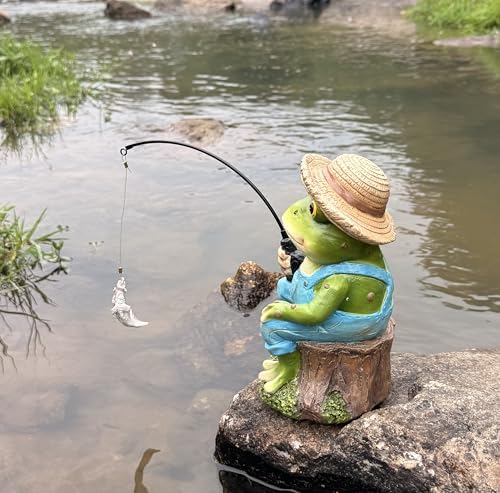 coolboy Garden Pond Frog Fishing Outdoor Statue,Yard Koi Pond Decorations - Image 7