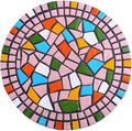 Garden Decoration Round Pedal Stone 12 "- Pink Mosaic Pattern by QZSDBWHCBHomeDecor