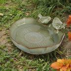 Ceramic Bird Bath Bowl with Perched Birds - Premium Outdoor Tabletop Birdbath Basin in Weather-Resistant Glaze - Usable on Ground, Deck or Tabletop - Image 6
