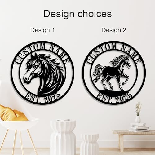 Personalized Horse Ranch Metal Sign, Custom Horse Wall Decor with Name, Western Rustic Metal Horse Wall Art for Farmhouse, Barn, Stable, Cowboy，Gifts for Horse Lovers & Ranch Enthusiasts - Image 2