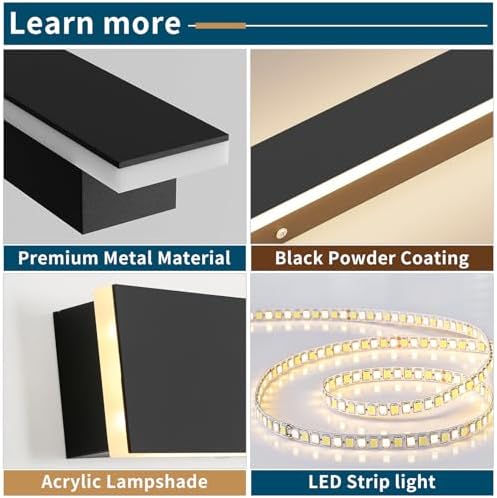 2 Pack 47.2inch Long Linear Outdoor Wall Light, 3000K Warm White Modern Wall Mounted Sconce, IP65 Waterproof, 42W, Black Exterior Lighting Fixture for Garage, Patio, Porch, Garden - Image 3