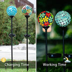 VCUTEKA Decorative Solar Garden Lights, 3.5" Mosaic Globe Stake 2 Pack - Image 3