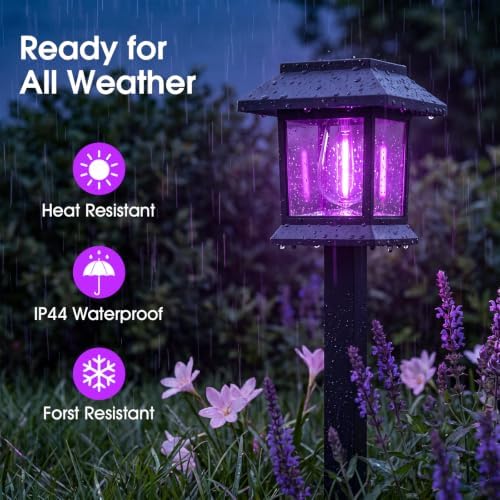Greluna Solar Lights Outdoor,12 Pack Purple Waterproof Auto On/Off Solar Pathway Lights for Your Garden, Landscape, Path, Yard, Patio, Driveway,Walkway Halloween Decor - Image 4