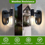 Outdoor Wall Light Fixture, Indoor Outdoor Wall Sconce, Waterproof Outdoor Porch Light, Black Vanity Light Fixture with Clear Globe Glass, Anti-Rust E26 Socket for Bathroom, Garage, Patio - Image 4