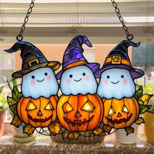 Cute Ghost Trio Fall Halloween Acrylic Suncatcher - Image 4