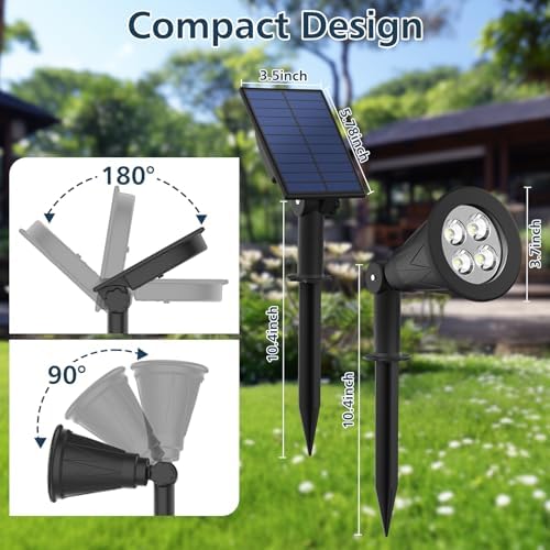 T-SUNUS Solar Spotlights 2 Pack White 6000K IP65 Waterproof Separated Panel - Image 7