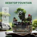 Waterfall Fountain, Desktop Fish Tank Fountain with Atomizer, Fisherman and Colorful LED Lights, for Living Room, Bedroom, Yoga Room, Office, Study, Meditation Room - Image 2
