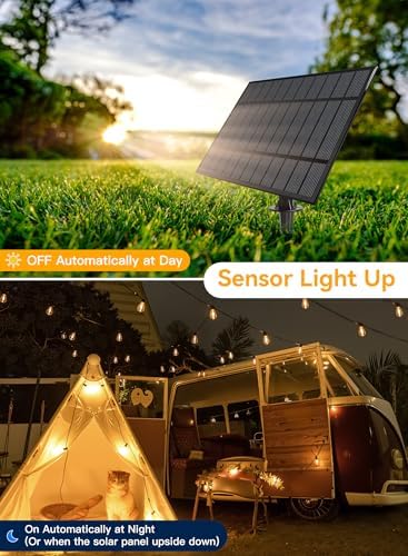 Ollny 50+2 LEDs ST38 Solar String Lights, 100 FT 3 Modes Timing Dimmable - Image 4