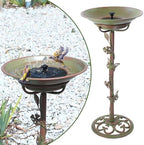 28.5"H Solar Bird Bath for Outside,Cast Iron Bird Bath with Solar Fountain by MNRYLKB