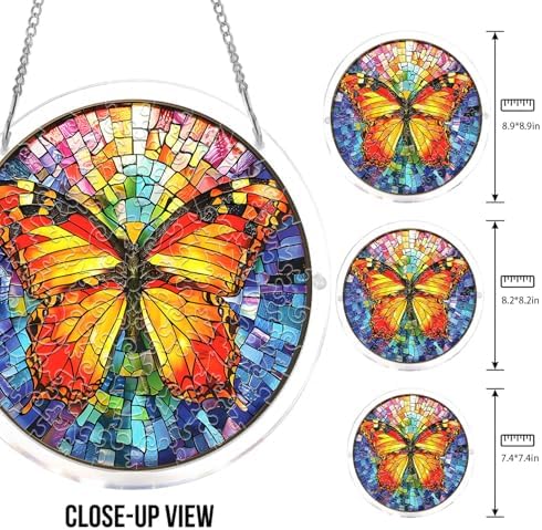 Acrylic Puzzles Suncatcher Window Hanging, 83 Pieces Butterfly Puzzle, Suncatcher for Doors Garden, Mother's Day Christmas Birthday Gifts for Women Men (L - 8.9 * 8.9 in) - Image 2